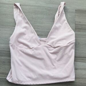 Light Pink V-Neck Sleeveless Top garage, size small plunge top